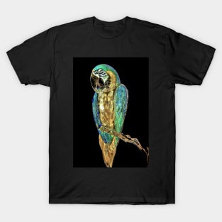 GOLD BLUE GREEN TROPICAL PARROT MACAW EXOTIC PALM POSTER PRINT T-Shirt